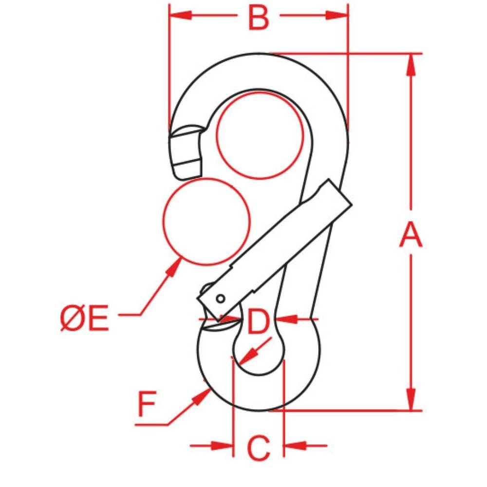 Moschettone Aisi 316 Mm.11 Laterale