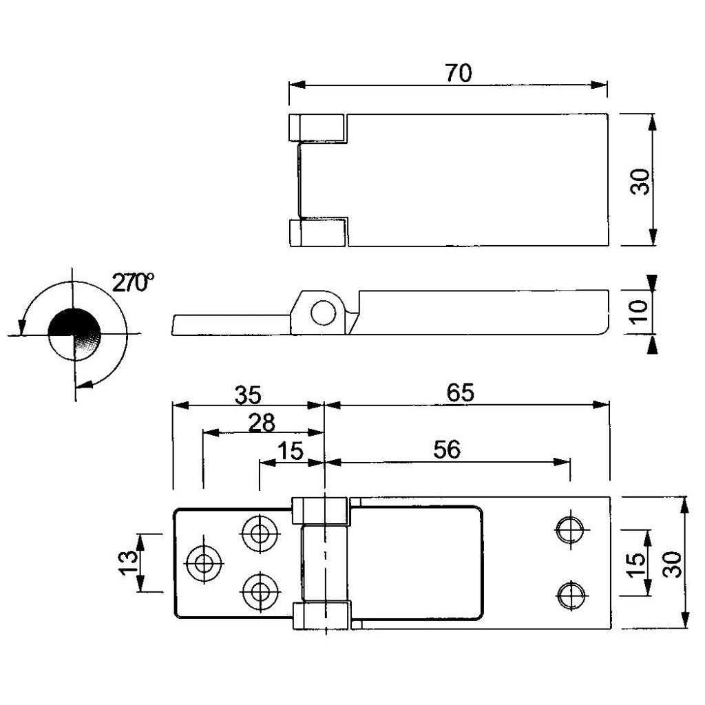 Cerniera A Filo Acciaio Inox 70x30