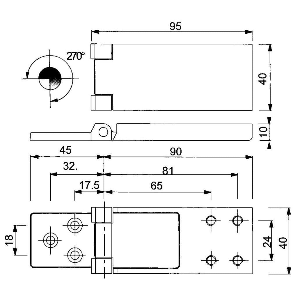 Cerniera A Filo Acciaio Inox 95x40