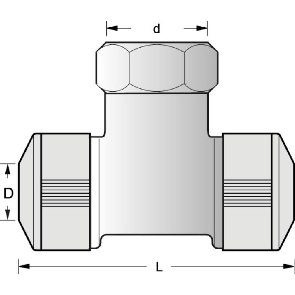 Raccordo A T In Ottone 1/2" Diam.15