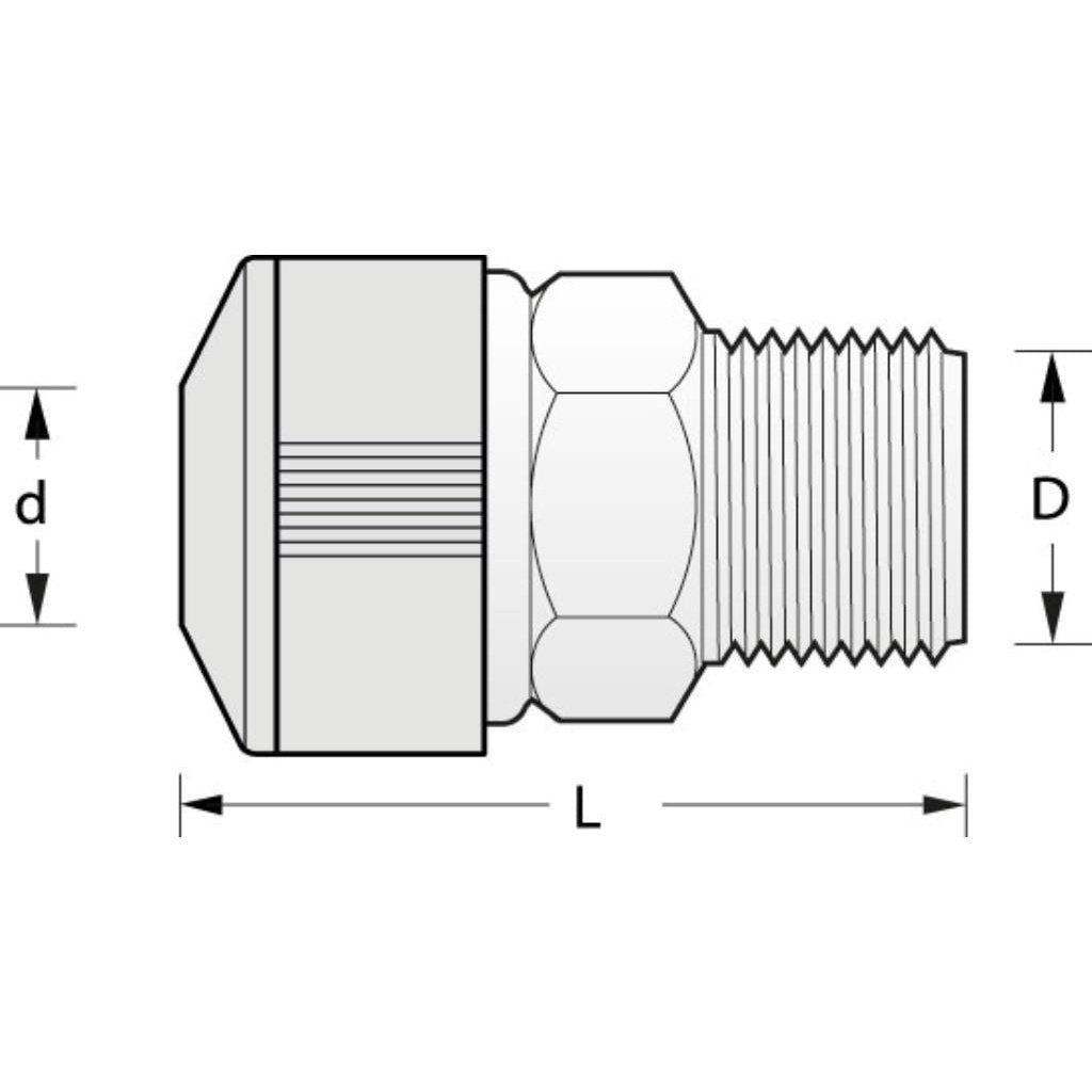 Raccordo Dritto Maschio Ott.1/2"x22