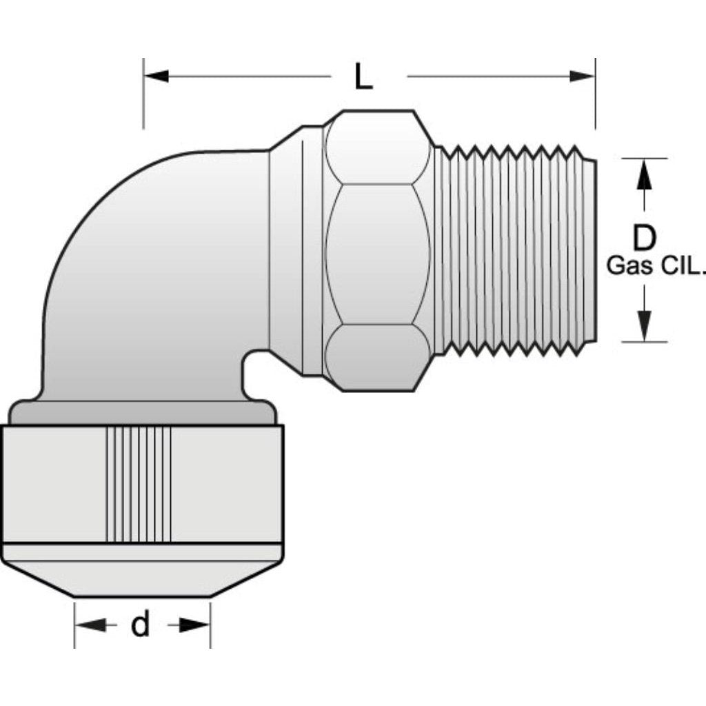 Raccordo A Gomito M.ott. 1/2"x15